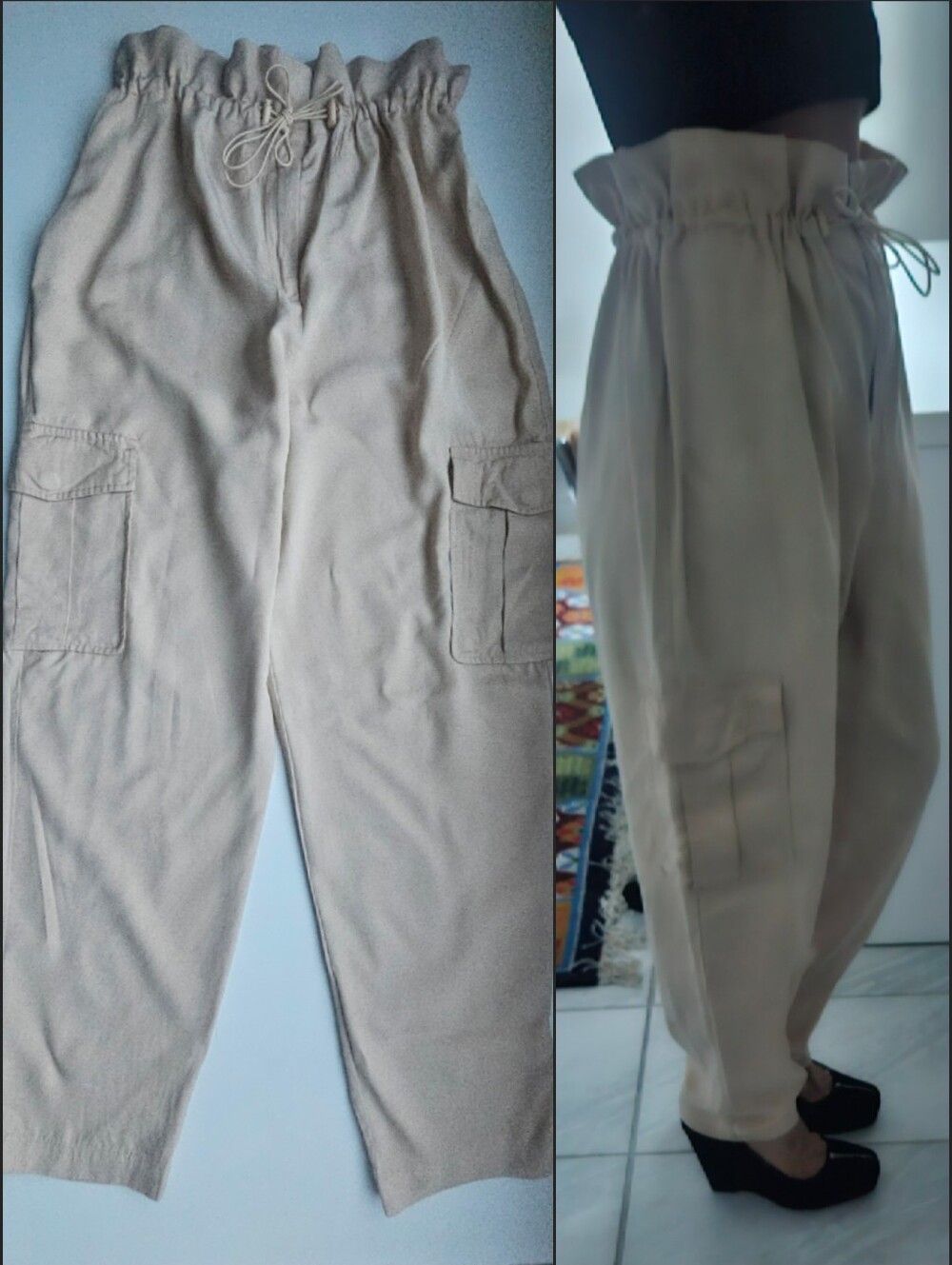 NBD Buttercream Baggy Paperbag Bungi Cord Drawstring Cargo Pants